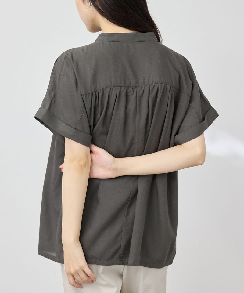 [期間限定価格]Idnes  リネンブレンド フレンチスリーブブラウス レディース商品画像-8