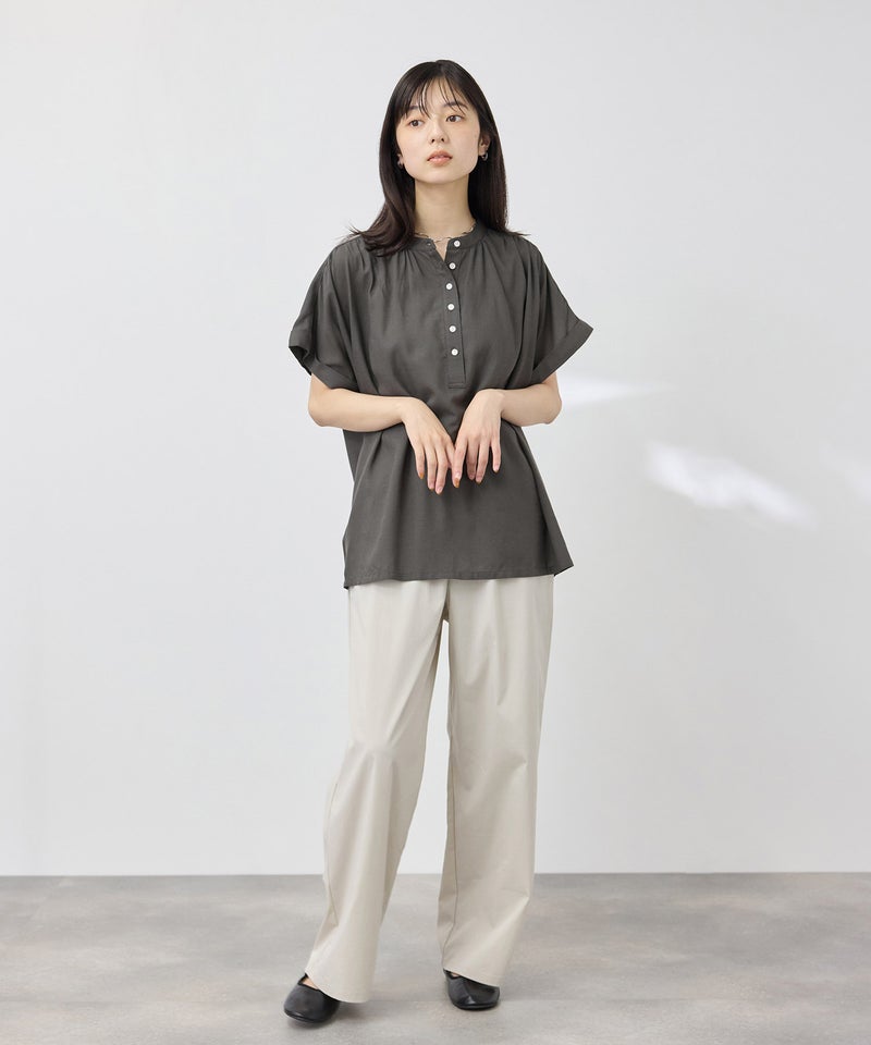 [期間限定価格]Idnes  リネンブレンド フレンチスリーブブラウス レディース商品画像-10