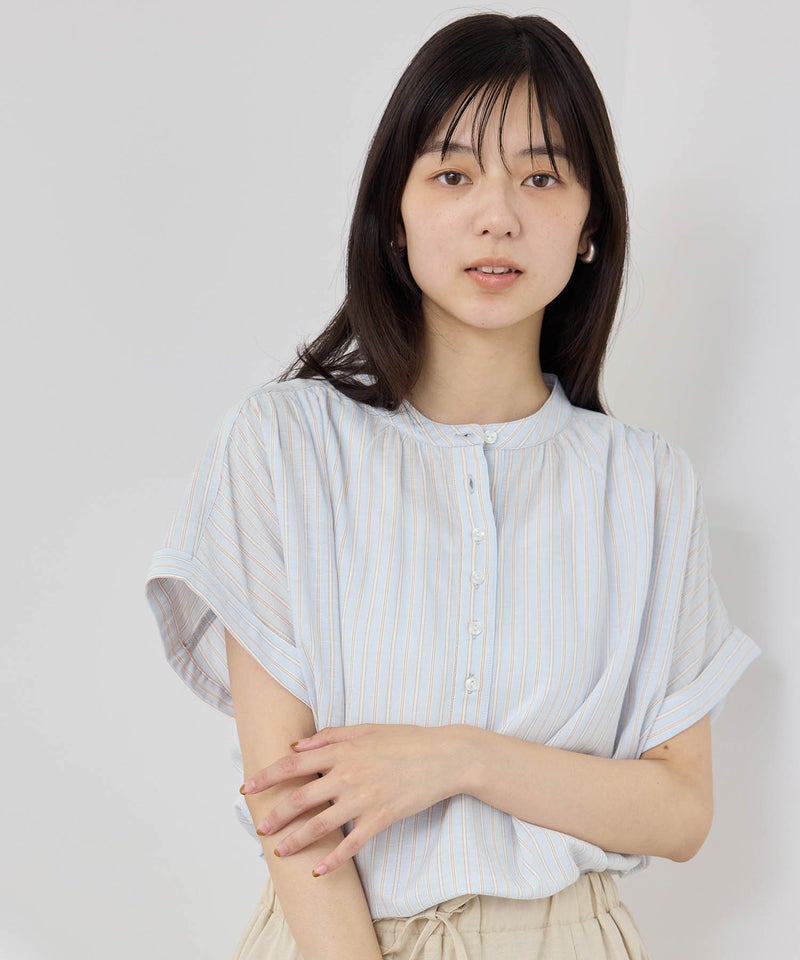 [期間限定価格]Idnes  リネンブレンド フレンチスリーブブラウス レディース商品画像-12