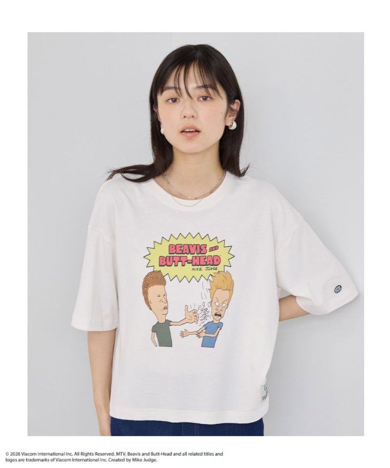 DISCUS  BEAVIS AND BUTT-HEADコラボ アソートグラフィックプリント クルーネック半袖Tシャツ レディース メール便 対応商品商品画像-1