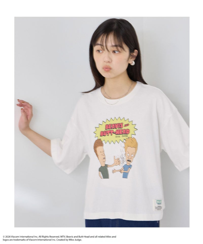 DISCUS BEAVIS AND BUTT-HEADコラボ アソートグラフィックプリント クルーネック半袖Tシャツ レディース メール便 対応商品商品画像-4