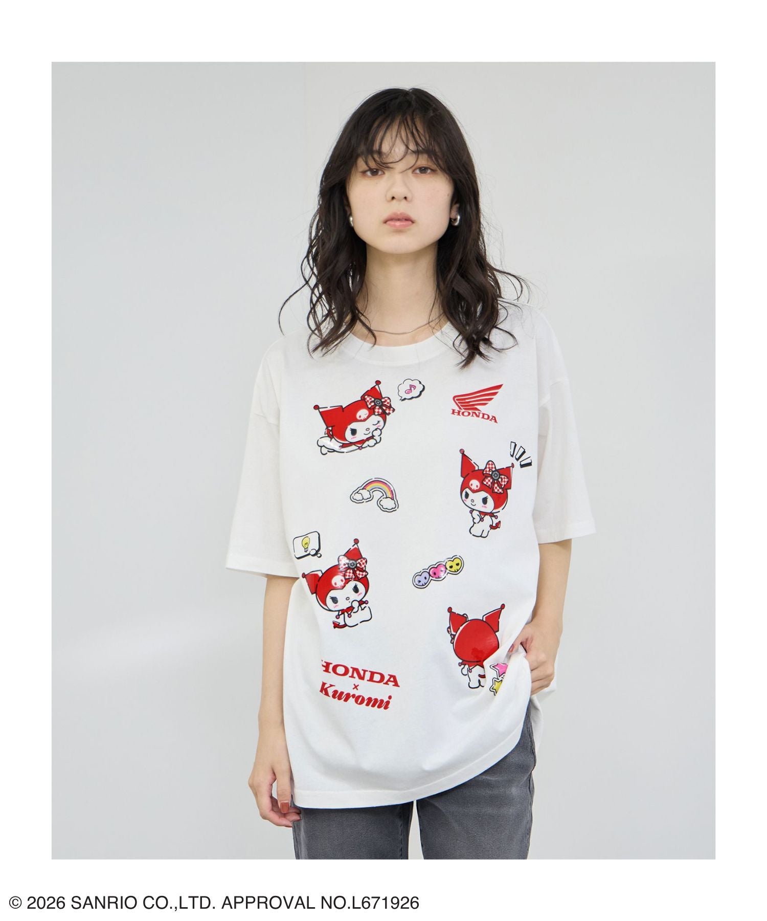 Honda×サンリオキャラクターズ クロミ オーバーサイズTシャツ レディース
