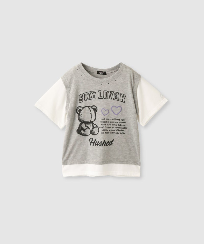 RICH MIX  フェイクレイヤードベアグラフィックTシャツ キッズ メール便 対応商品商品画像-2