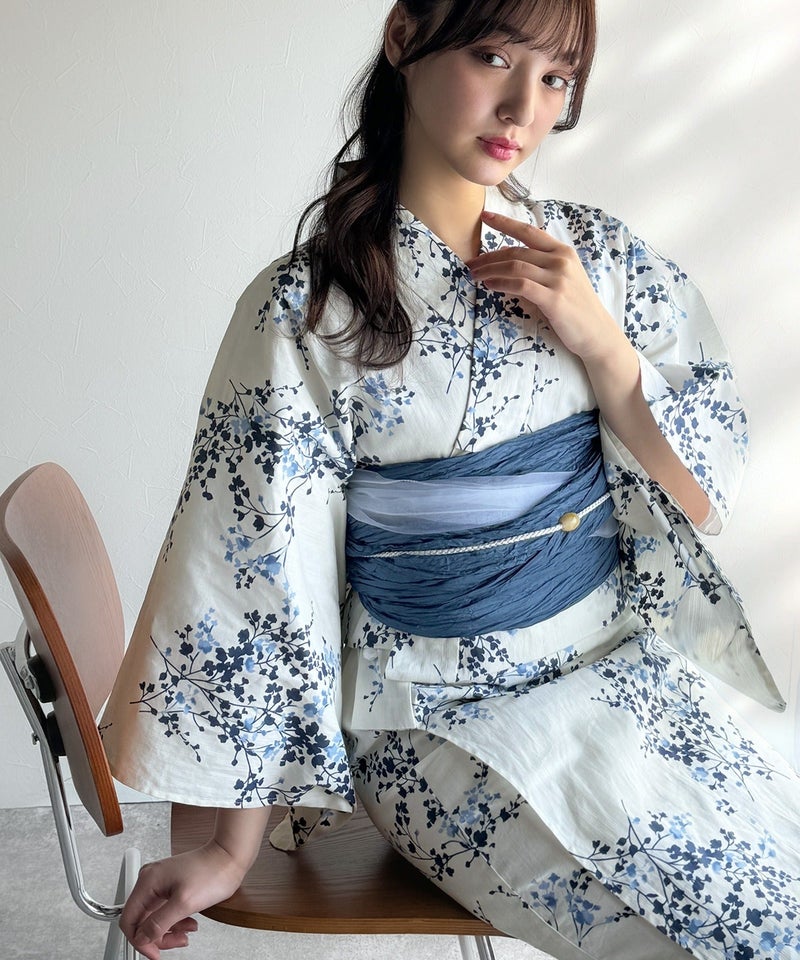 Classical Elf 浴衣2点セット。クラシカルモダンな滝流れ浴衣(滝流れ浴衣・帯)商品画像-2