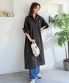 Classical Elf 【機能性素材】サラッと着こなす。胸刺繍入りポケットデザインロールアップサッカーワンピース(ロング丈)商品サムネイル-11