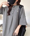 Classical Elf 【機能性素材】サラッと着こなす。胸刺繍入りポケットデザインロールアップサッカーワンピース(ロング丈)商品サムネイル-21