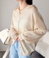 Classical Elf 透け感を楽しむ大人のサマーニット♪リラックスシルエットで体型カバーも◎シアーサマーニットフードカーディガン商品サムネイル-10
