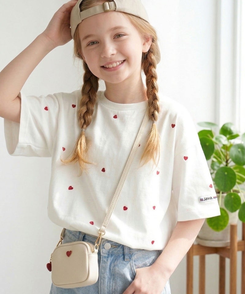 Classical Elf 【キッズ】《JaVaジャバコラボ》親子お揃い リンクコーデできちゃう！ミニハート刺繍Tシャツ（半袖）商品画像-1