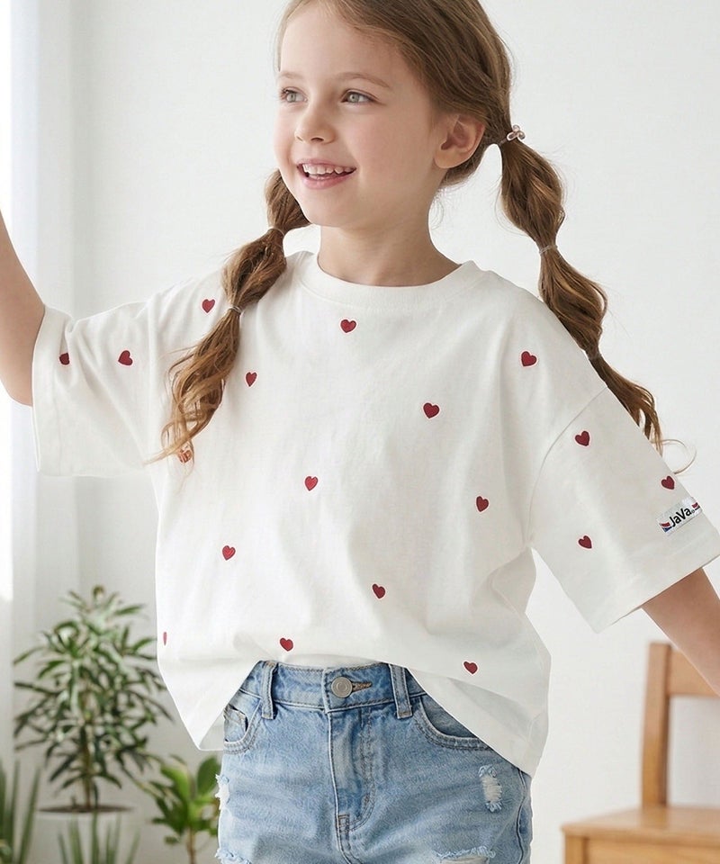 Classical Elf 【キッズ】《JaVaジャバコラボ》親子お揃い リンクコーデできちゃう！ミニハート刺繍Tシャツ（半袖）商品画像-7
