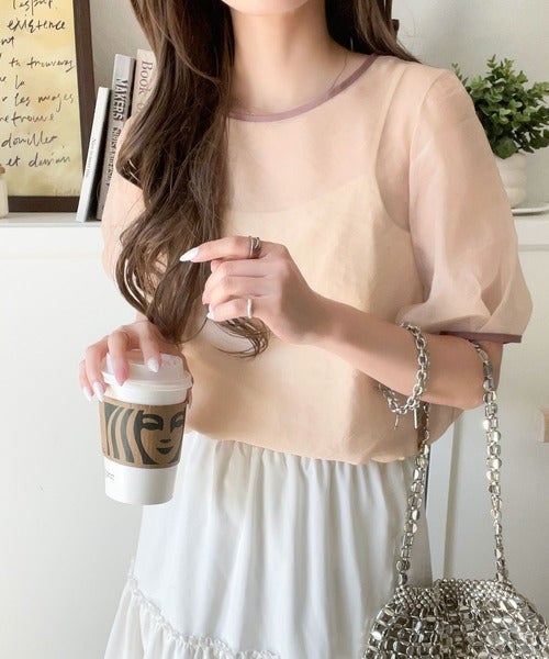 Classical Elf これ一枚で洗練スタイルの完成。キャミドッキングシアーブラウス（半袖）商品画像-20