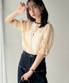 Classical Elf 涼しげ&透明感◎配色パイピング バルーンフリルスリーブ楊柳ブラウス(プルオーバー)商品サムネイル-4