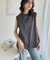 Classical Elf 春夏コーデの主役！シルケット胸元刺繍サイド裾スリット入りノースリーブカットソー商品サムネイル-18