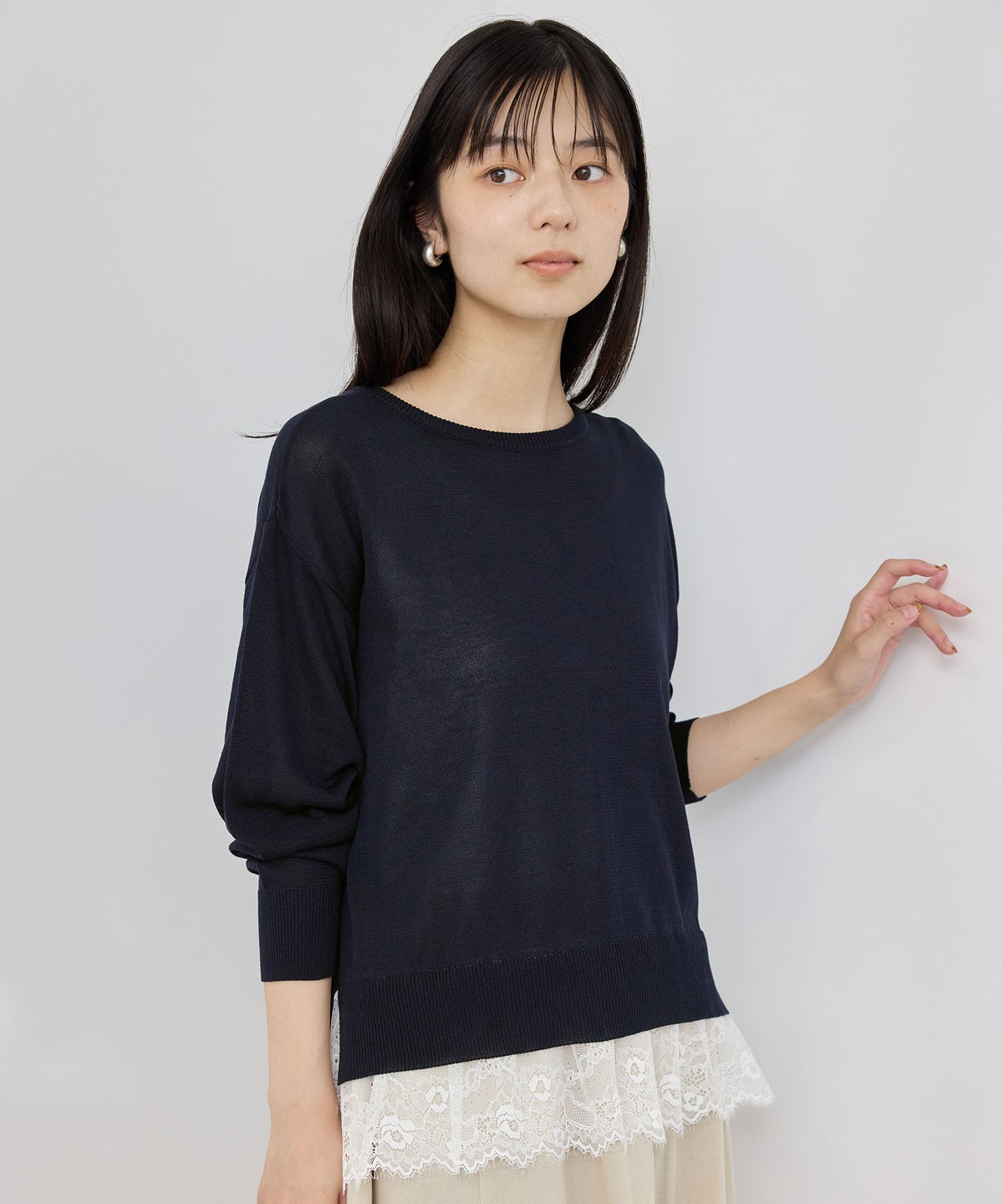 Idnes レイヤードデザイン レース2WAYカーディガン レディース