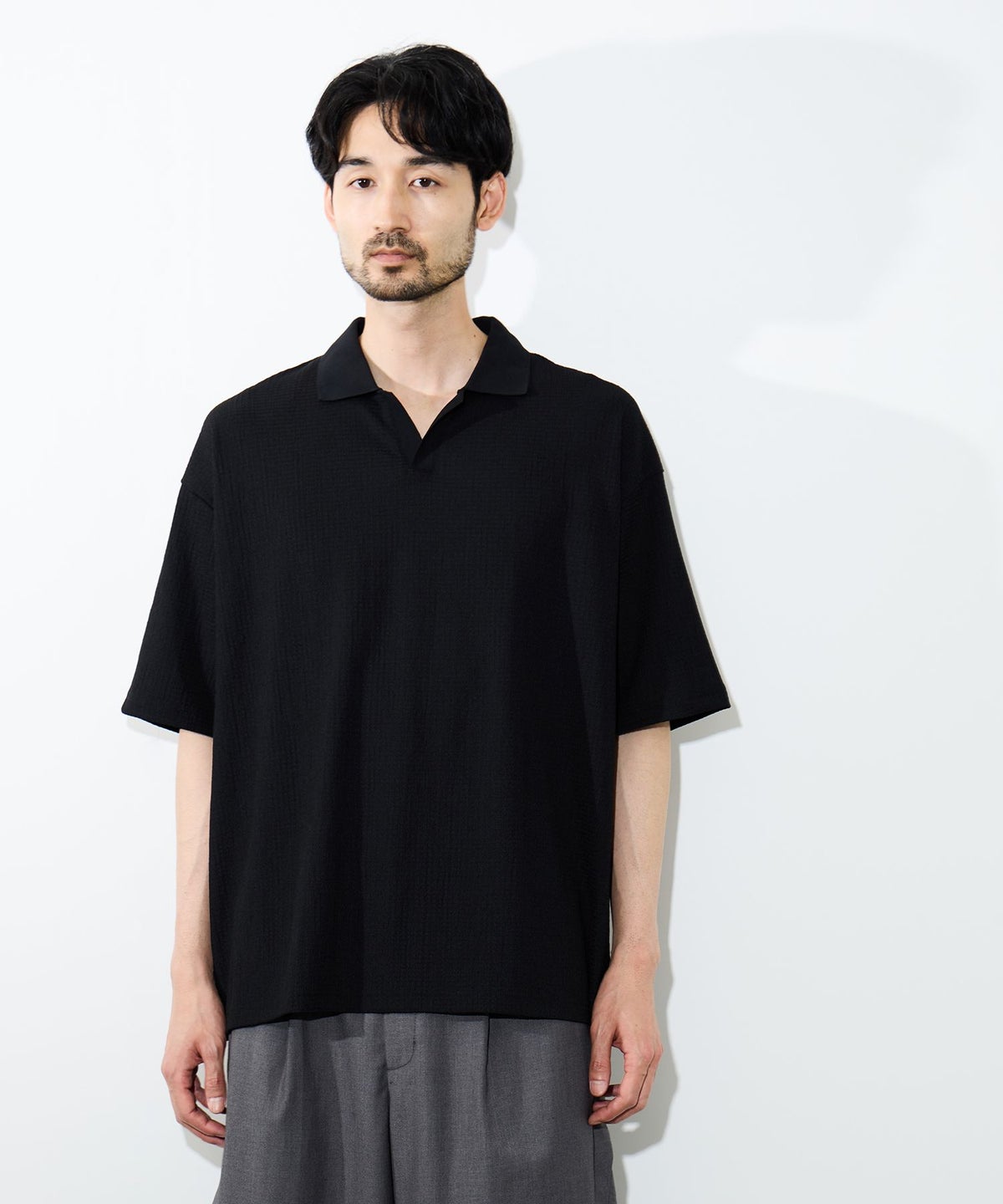 URBAN COLLECTION 楊柳スキッパーポロシャツ メンズ