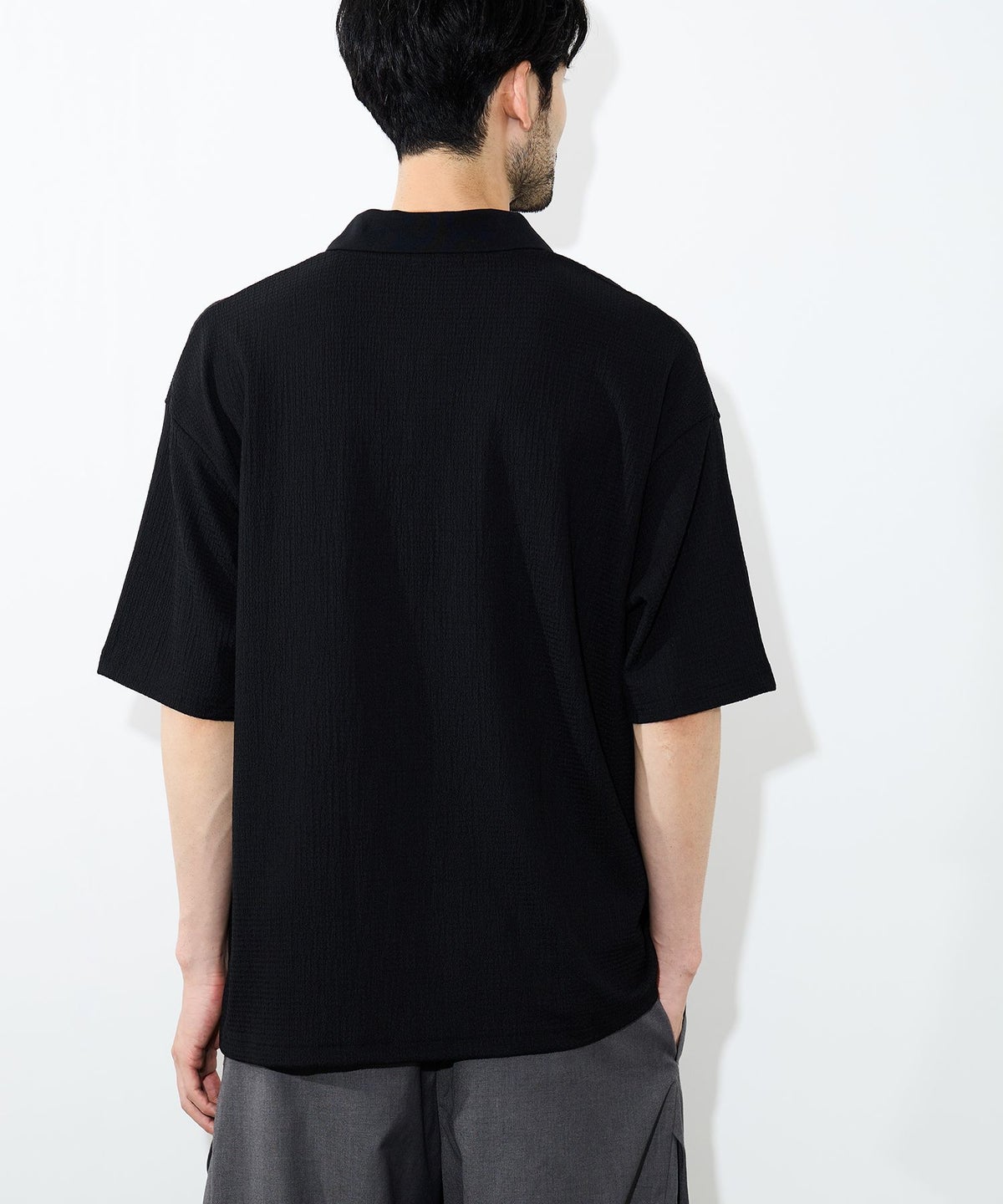URBAN COLLECTION 楊柳スキッパーポロシャツ メンズ