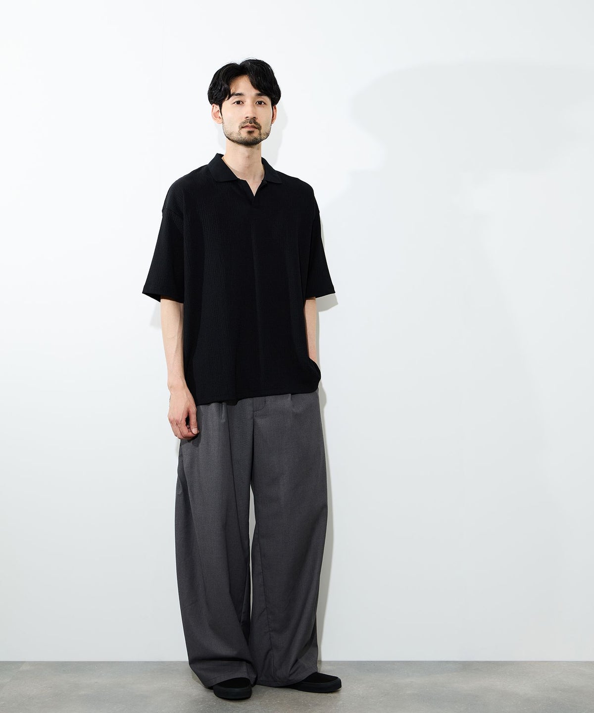 URBAN COLLECTION 楊柳スキッパーポロシャツ メンズ