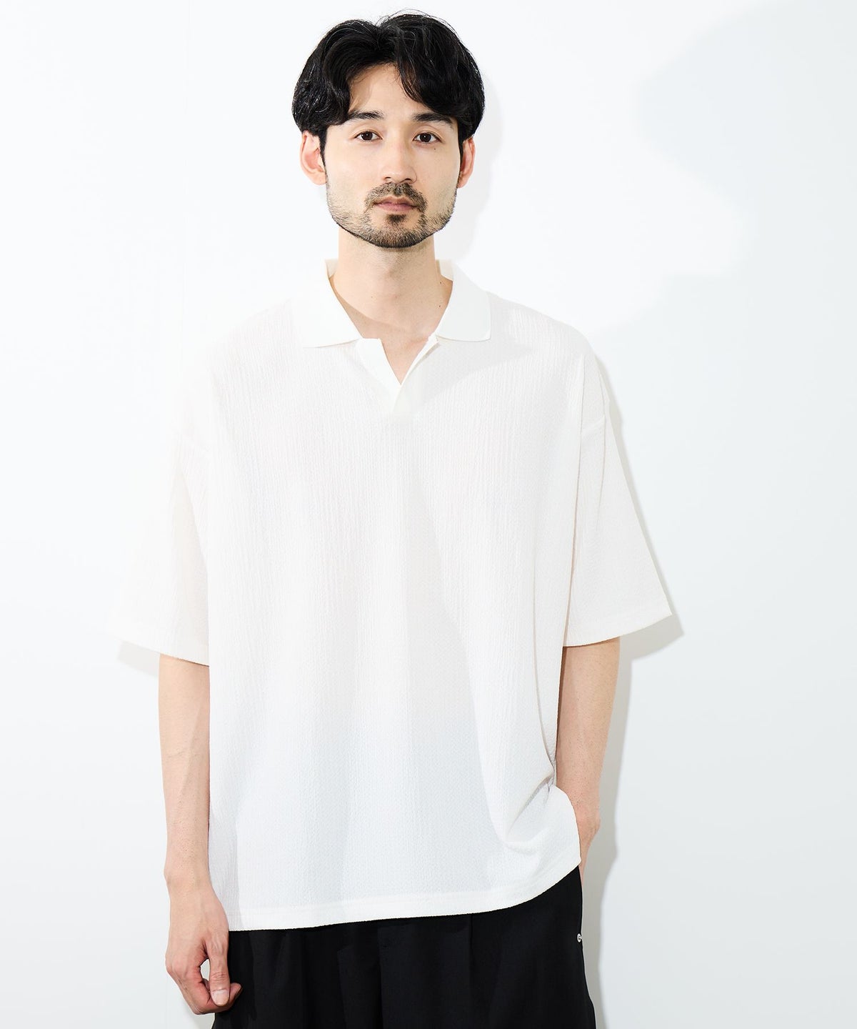 URBAN COLLECTION 楊柳スキッパーポロシャツ メンズ