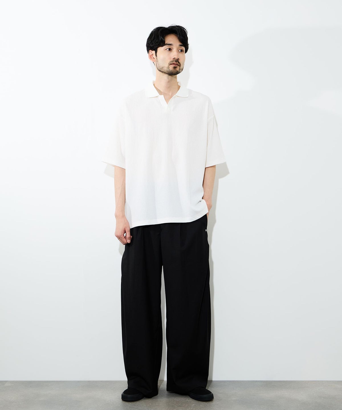 URBAN COLLECTION 楊柳スキッパーポロシャツ メンズ
