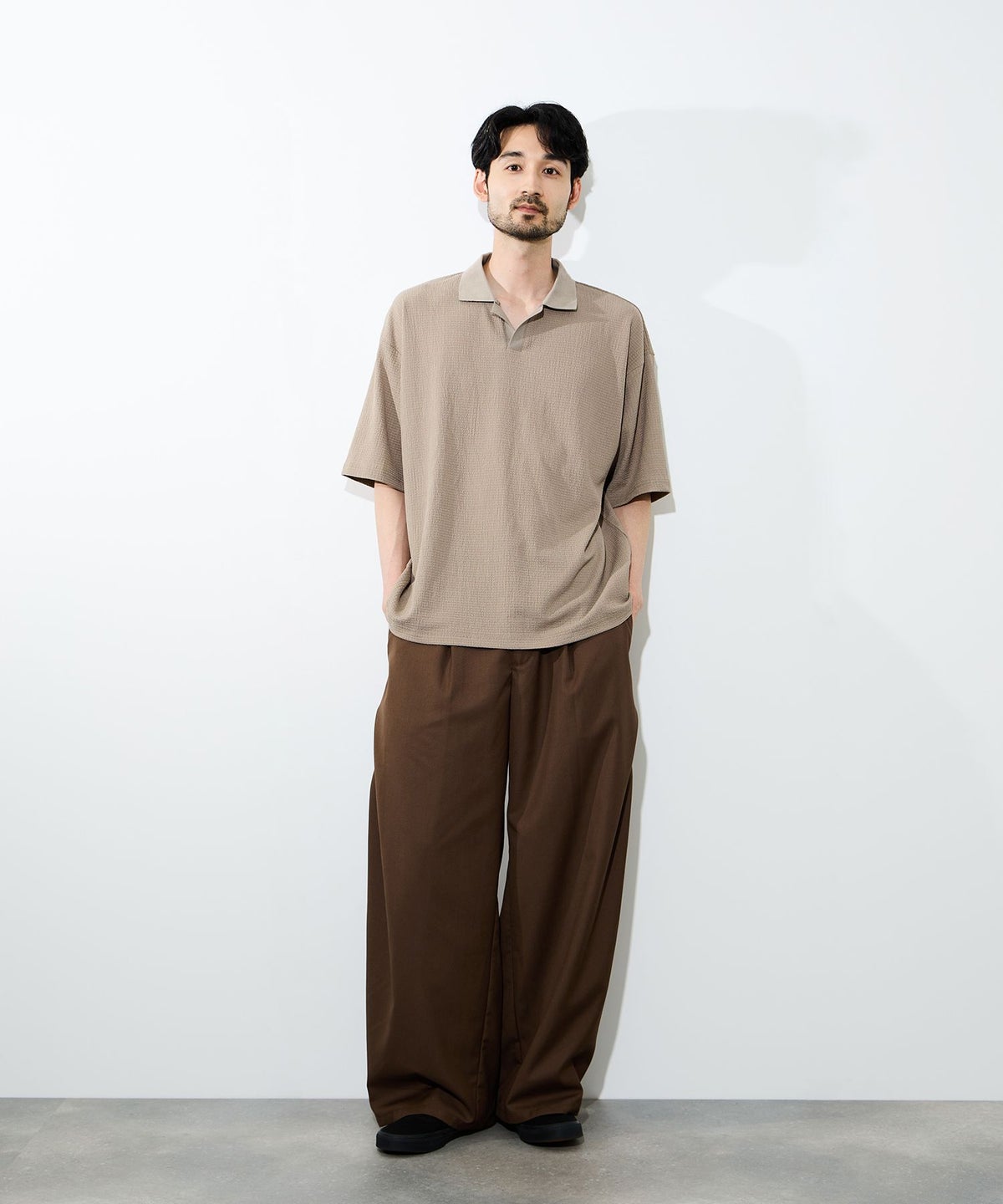 URBAN COLLECTION 楊柳スキッパーポロシャツ メンズ