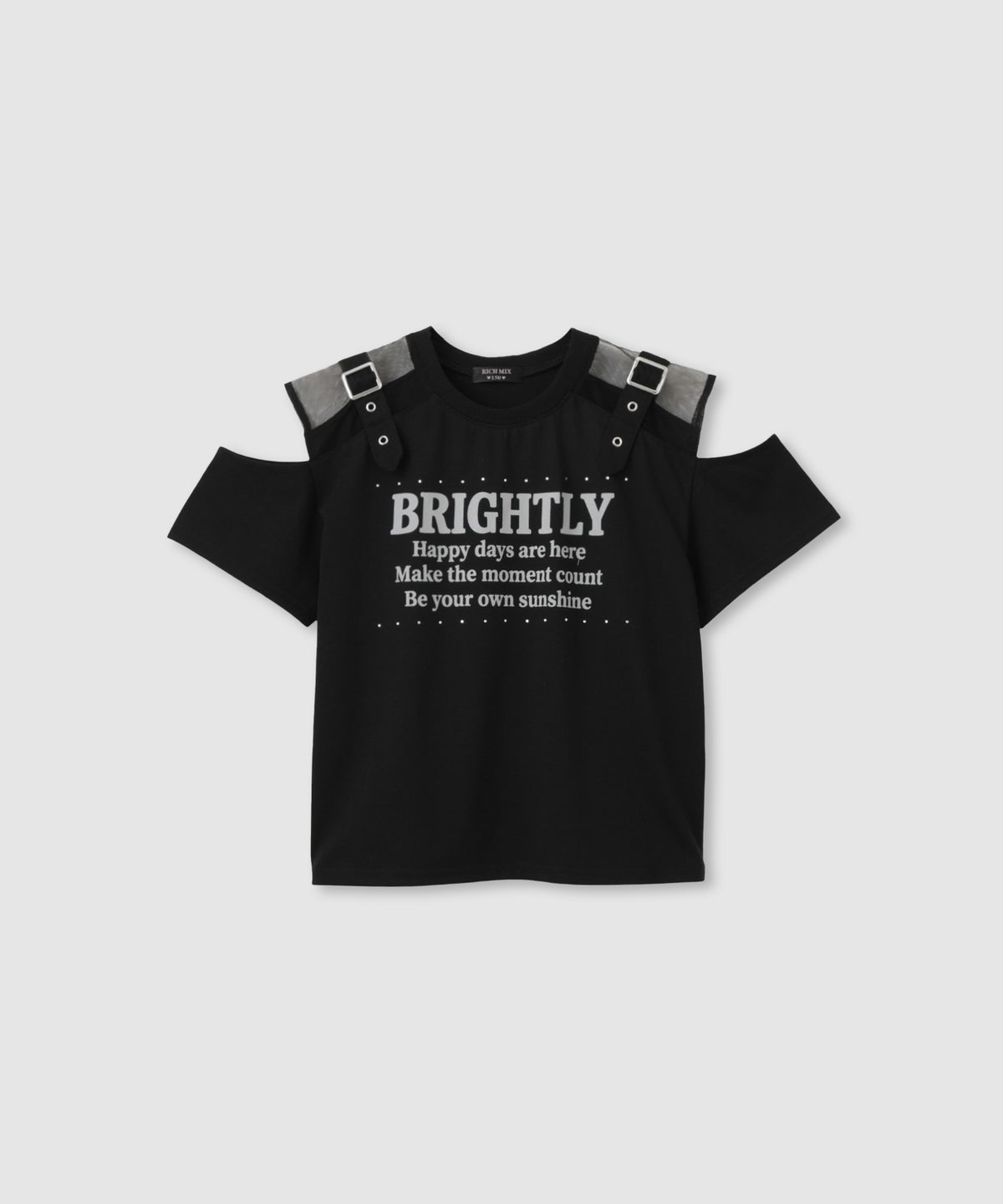 RICH MIX 肩あきチュール切り替えベルト付きロゴTシャツ キッズ メール便 対応商品