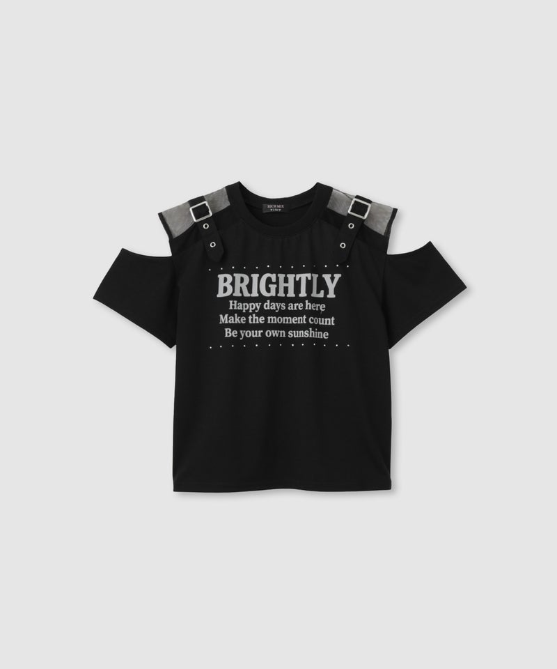 RICH MIX  肩あきチュール切り替えベルト付きロゴTシャツ キッズ メール便 対応商品商品画像-1