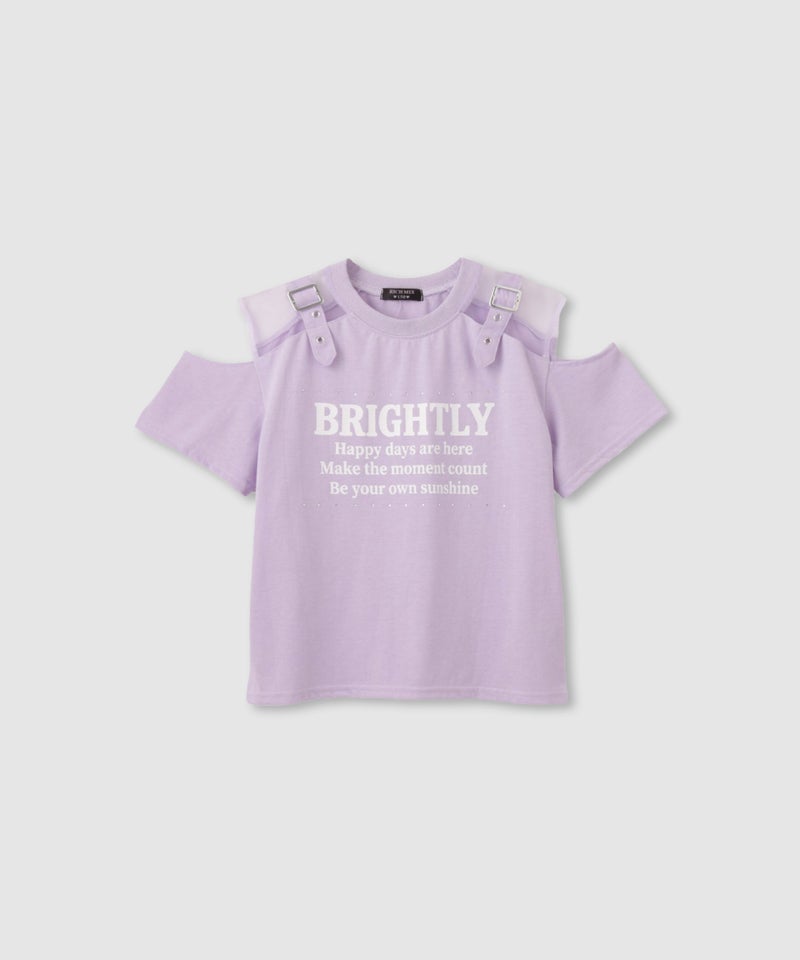 RICH MIX  肩あきチュール切り替えベルト付きロゴTシャツ キッズ メール便 対応商品商品画像-2