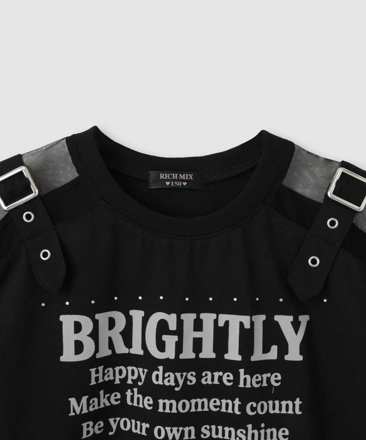 RICH MIX 肩あきチュール切り替えベルト付きロゴTシャツ キッズ メール便 対応商品