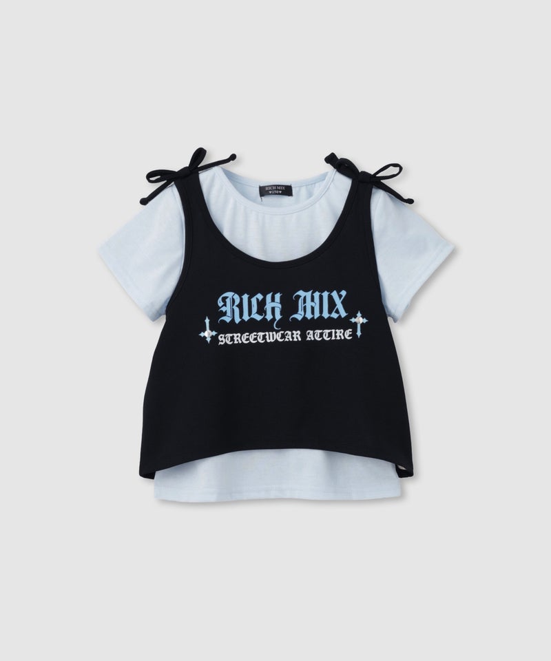 RICH MIX  肩リボンキャミソール×Tシャツ アンサンブル キッズ商品画像-1