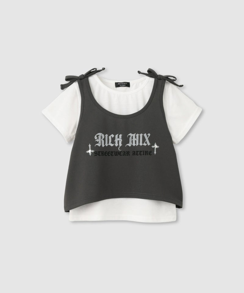 RICH MIX  肩リボンキャミソール×Tシャツ アンサンブル キッズ商品画像-2