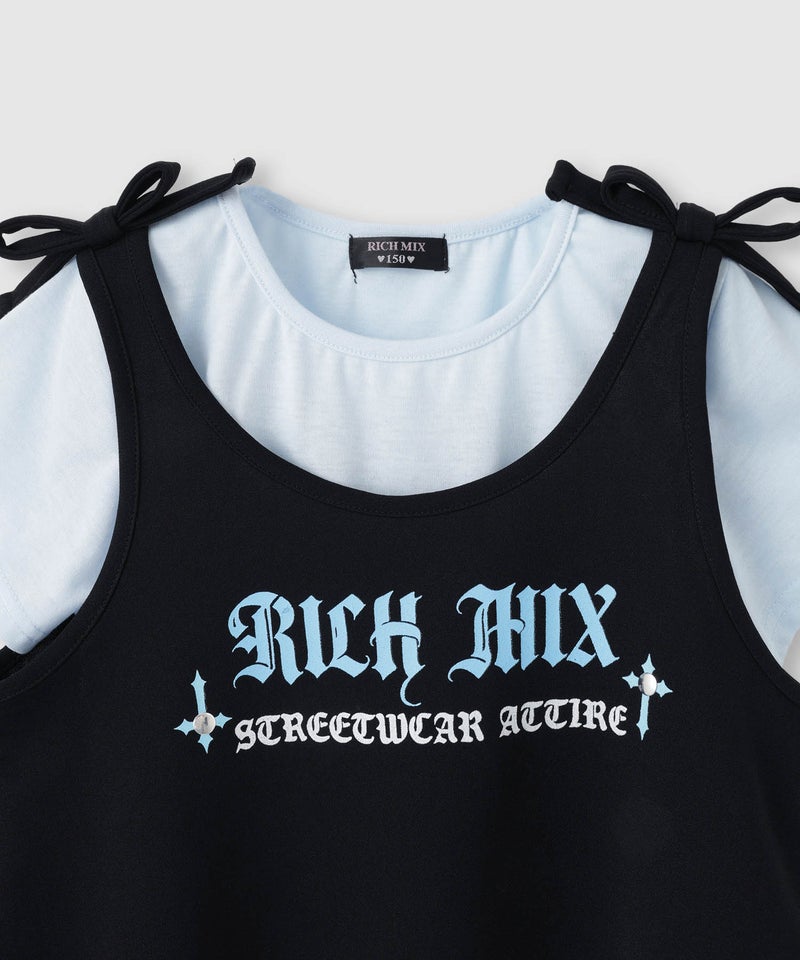 RICH MIX  肩リボンキャミソール×Tシャツ アンサンブル キッズ商品画像-5