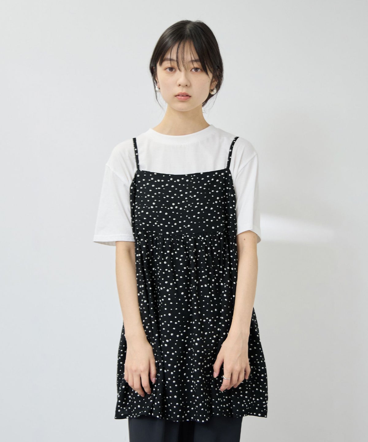 Free Nature ギャザーキャミチュニック×Tシャツアンサンブル レディース