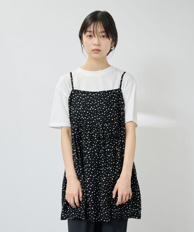 [期間限定価格]Free Nature  ギャザーキャミチュニック×Tシャツアンサンブル レディース商品画像-1
