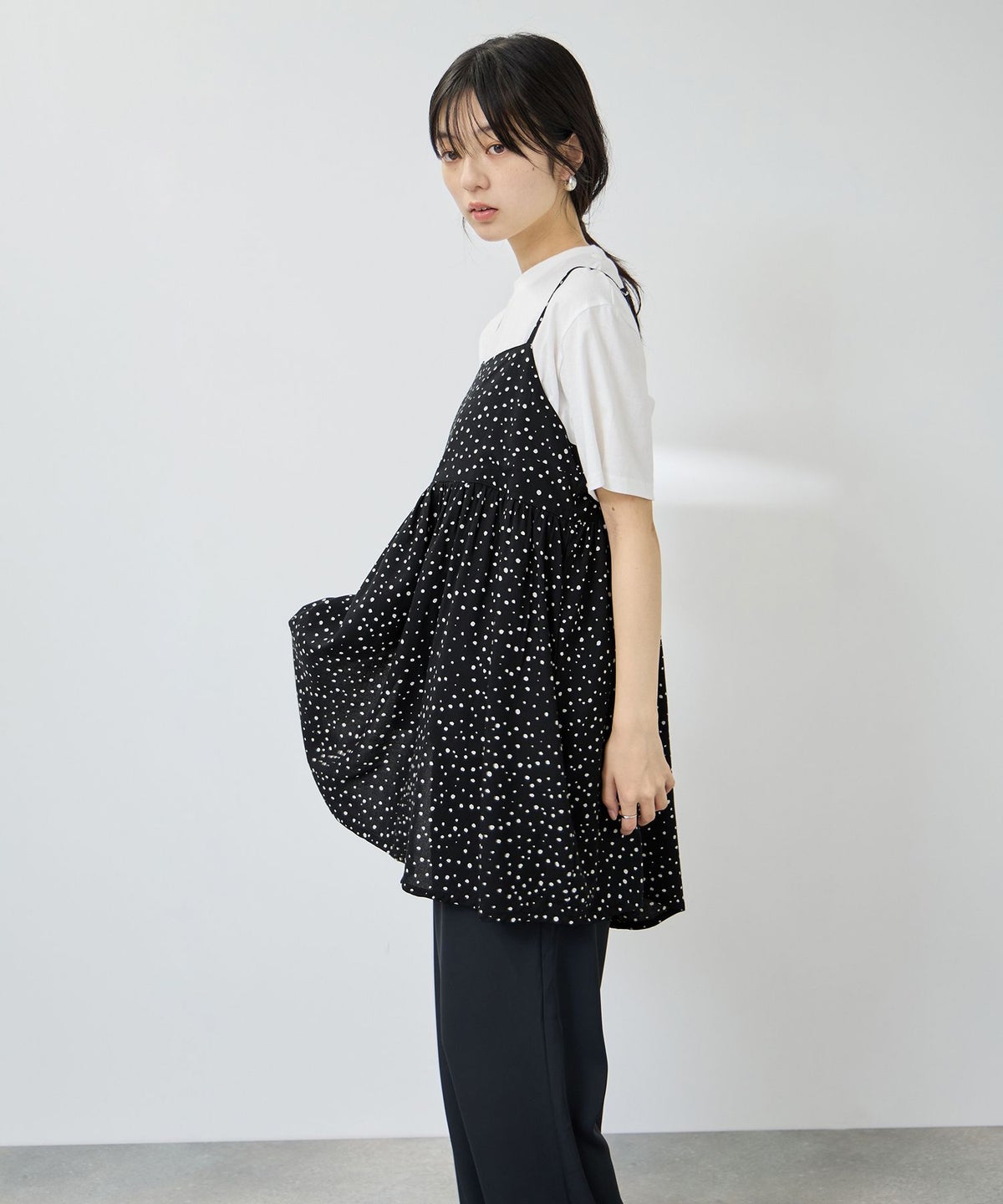Free Nature ギャザーキャミチュニック×Tシャツアンサンブル レディース