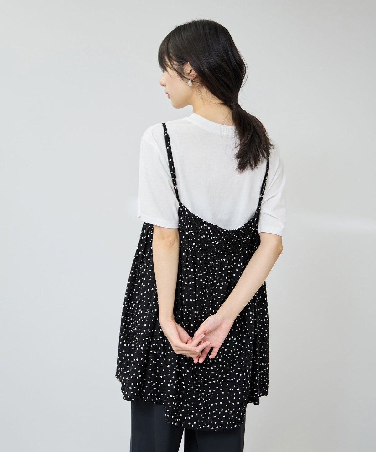 Free Nature ギャザーキャミチュニック×Tシャツアンサンブル レディース