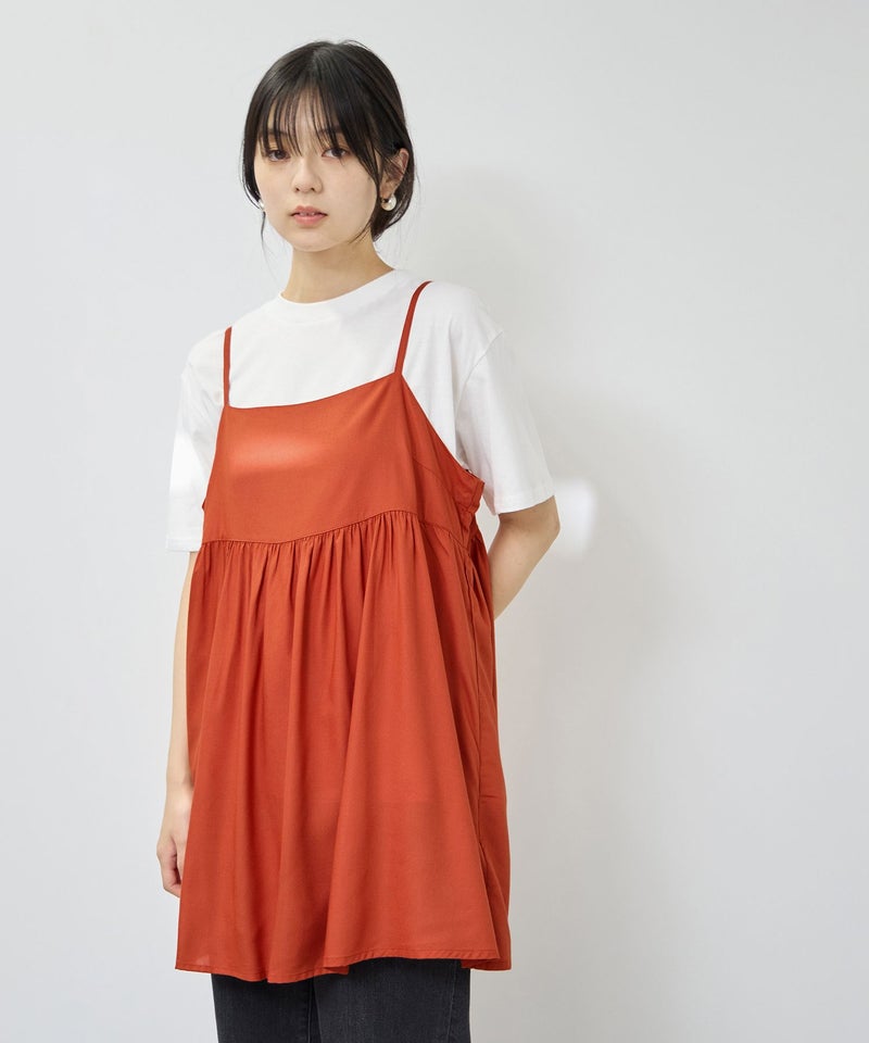 [期間限定価格]Free Nature  ギャザーキャミチュニック×Tシャツアンサンブル レディース商品画像-17