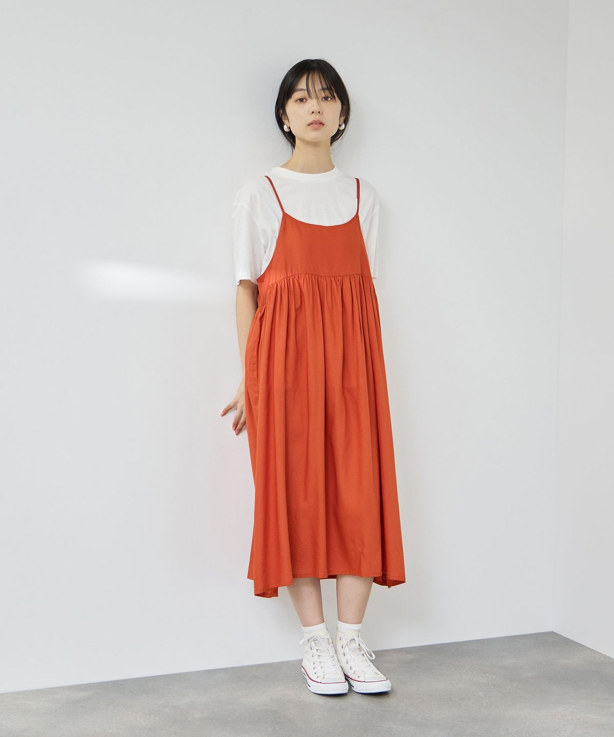Free Nature ギャザーワンピース×Tシャツ アンサンブル レディース