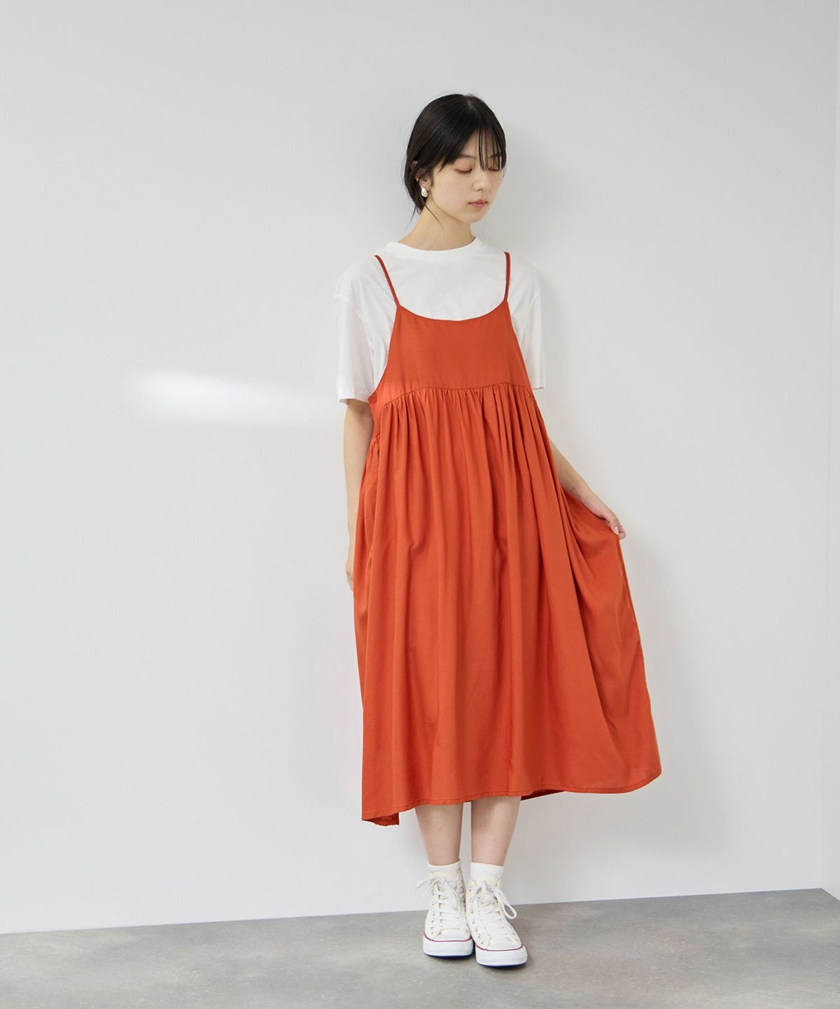 Free Nature ギャザーワンピース×Tシャツ アンサンブル レディース