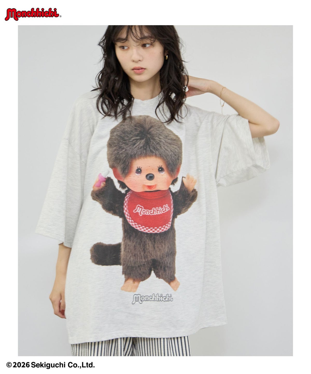 モンチッチ ルーズシルエットTシャツ アクリルキーホルダー付き レディース メール便 対応商品