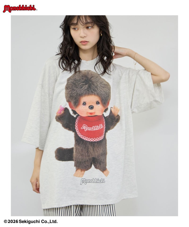 モンチッチ ルーズシルエットTシャツ アクリルキーホルダー付き レディース メール便 対応商品商品画像-1