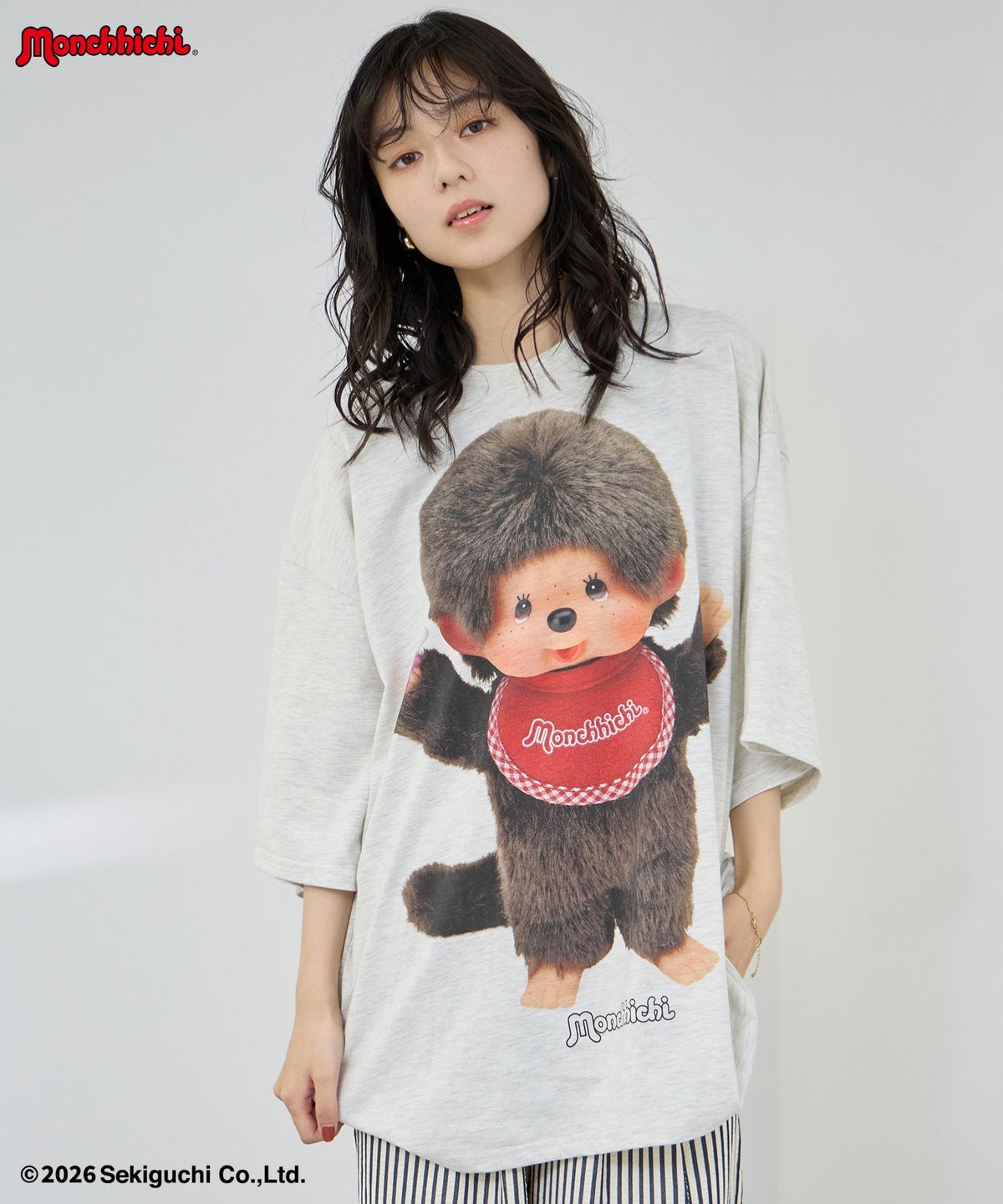 モンチッチ ルーズシルエットTシャツ アクリルキーホルダー付き レディース メール便 対応商品