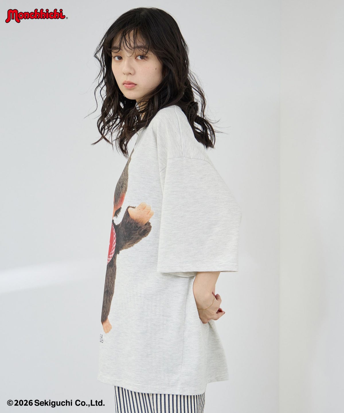 モンチッチ ルーズシルエットTシャツ アクリルキーホルダー付き レディース メール便 対応商品
