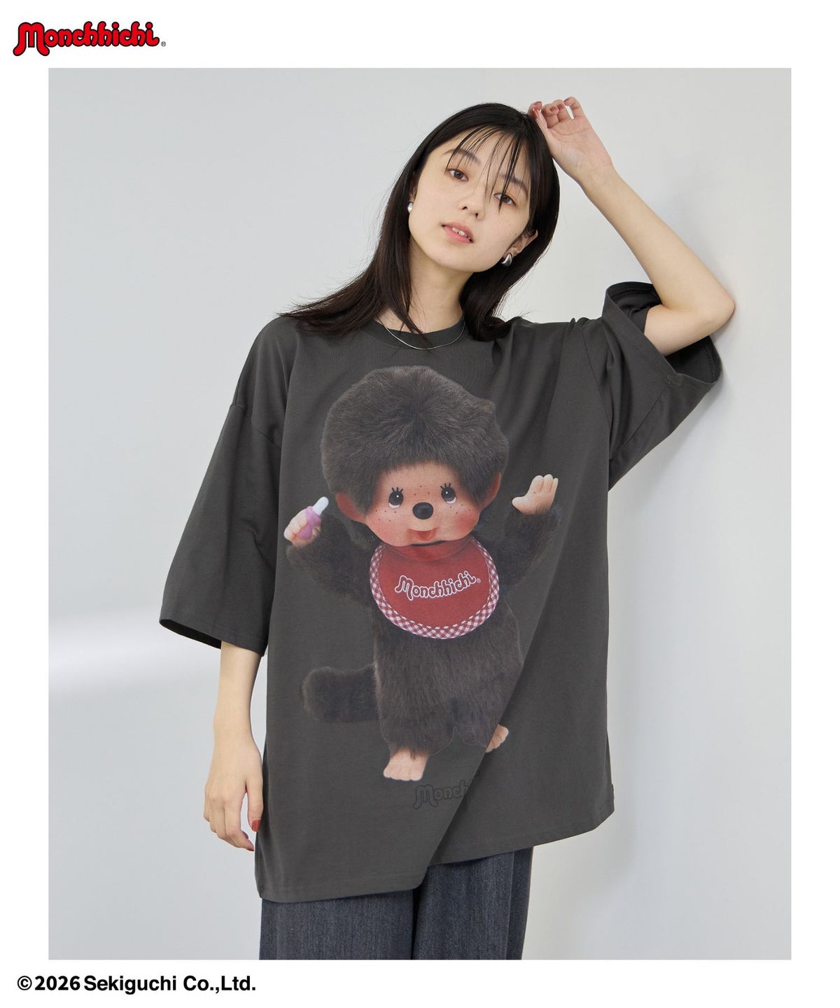モンチッチ ルーズシルエットTシャツ アクリルキーホルダー付き レディース メール便 対応商品