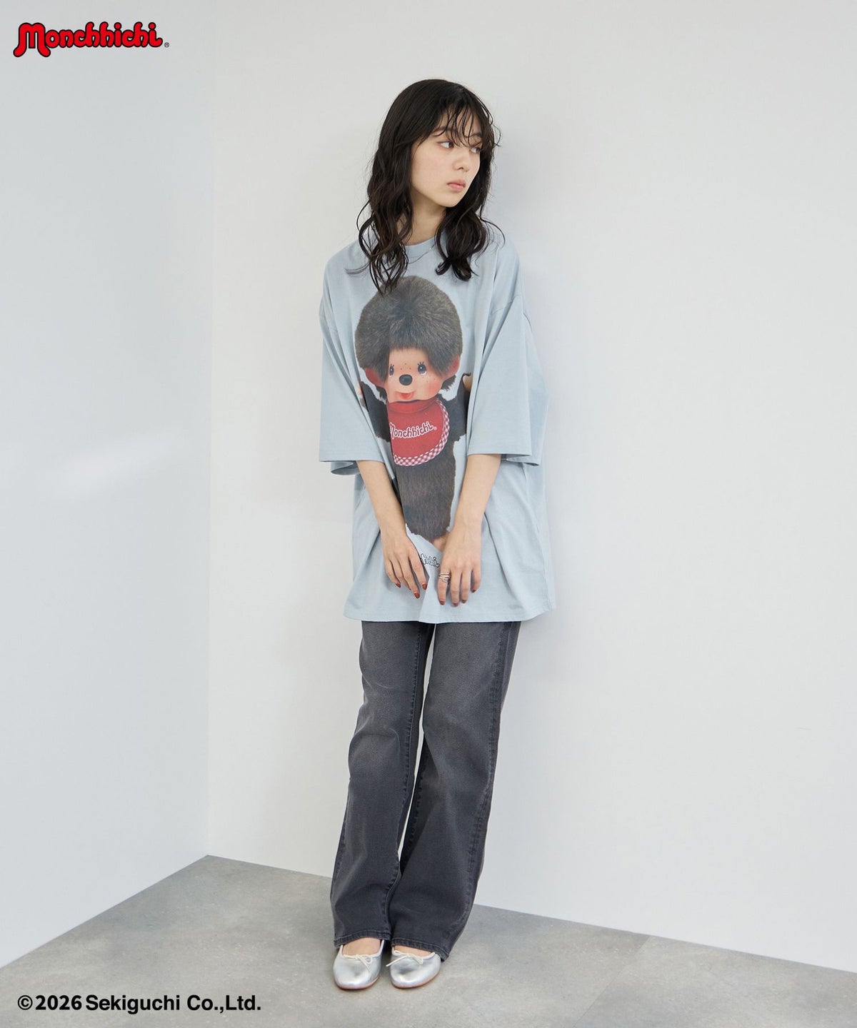 モンチッチ ルーズシルエットTシャツ アクリルキーホルダー付き レディース メール便 対応商品