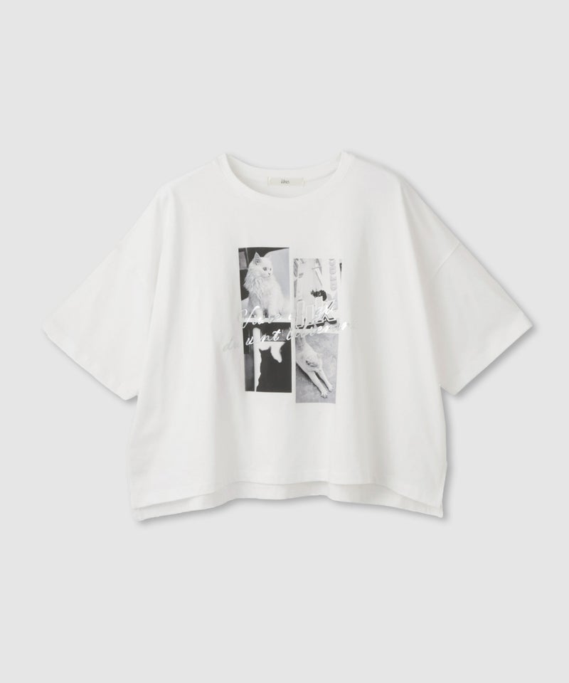 Idnes  ネコフォトコラージュTシャツ レディース メール便 対応商品商品画像-1