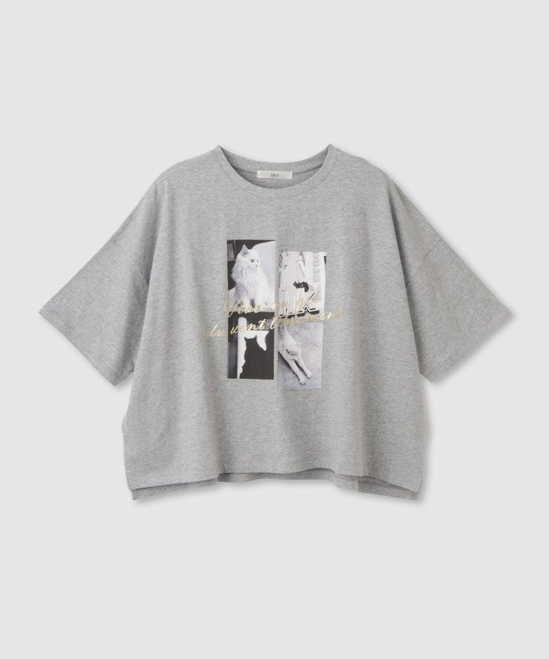 Idnes  ネコフォトコラージュTシャツ レディース メール便 対応商品商品画像-2