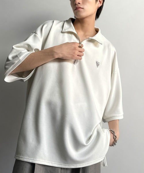 Classical Elf 《JaVaジャバコラボ》遊び心もこなれ感もキメる。刺繍入りダンボール素材ジップ半袖Tシャツ商品画像-14