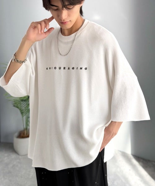 Classical Elf 《JaVaジャバコラボ》Tシャツにはない品格を。ロゴプリントオーバーサイズサマーニットプルオーバー商品画像-5
