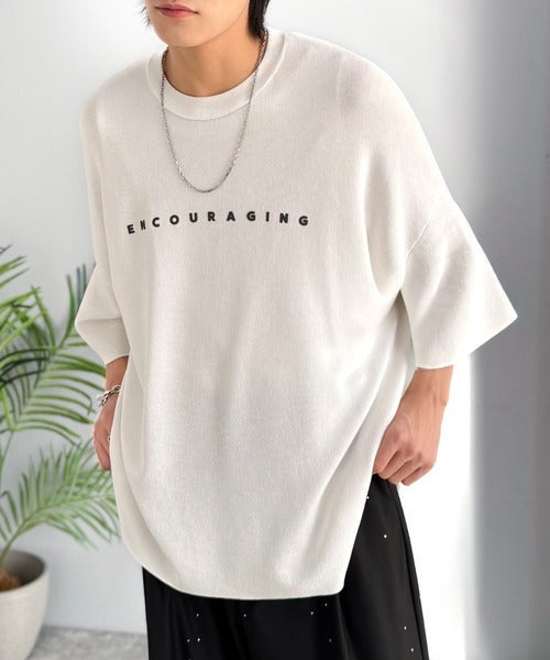 Classical Elf 《JaVaジャバコラボ》Tシャツにはない品格を。ロゴプリントオーバーサイズサマーニットプルオーバー商品画像-6