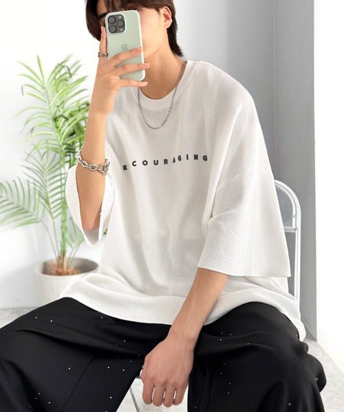 Classical Elf 《JaVaジャバコラボ》Tシャツにはない品格を。ロゴプリントオーバーサイズサマーニットプルオーバー商品画像-9