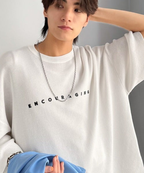 Classical Elf 《JaVaジャバコラボ》Tシャツにはない品格を。ロゴプリントオーバーサイズサマーニットプルオーバー商品画像-12